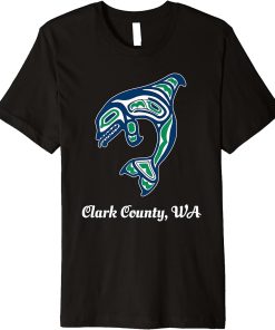 Blue Green Native American Clark County WA Orca Killer Whale Premium T-Shirt