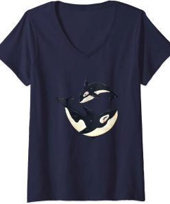 Womens Cute Orca Sea Animal Whale Orcas Lover Cool Men Women V-Neck T-Shirt