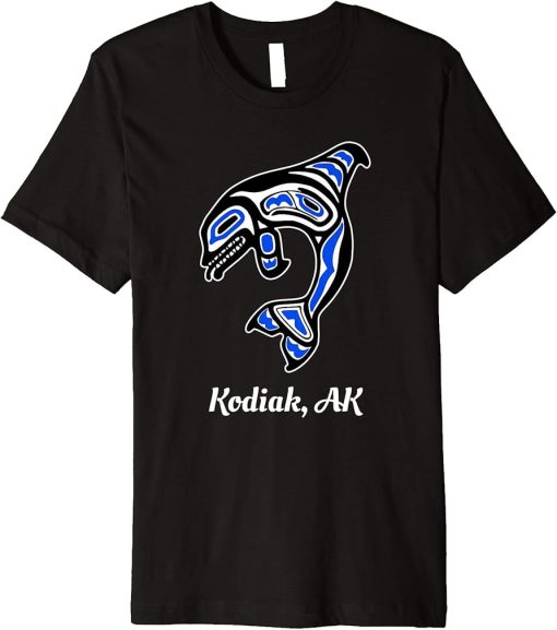 Blue Native American Kodiak AK Tribal Orca Killer Whale Premium T-Shirt